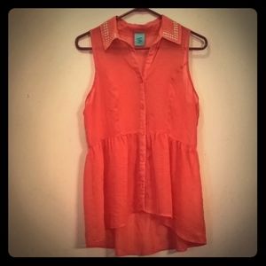 h.i.p. Sherbet Orange Sheer Sleeveless Top